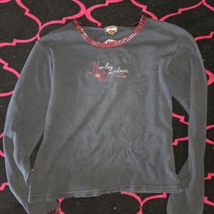 Vintage Harley Davidson Long Sleev Women's Shirt With Embellishments